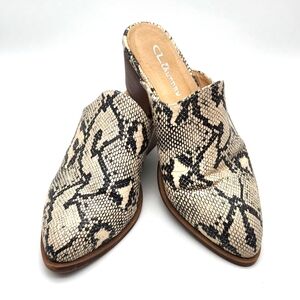 Chinese Laundry Women's Snake Print Slip On Heeled Mules Shoes Size 7 M
